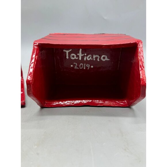 Handmade Snoopy Ceramic Doghouse Cookie Jar With Holiday Light Design red READ - Picture 8 of 8